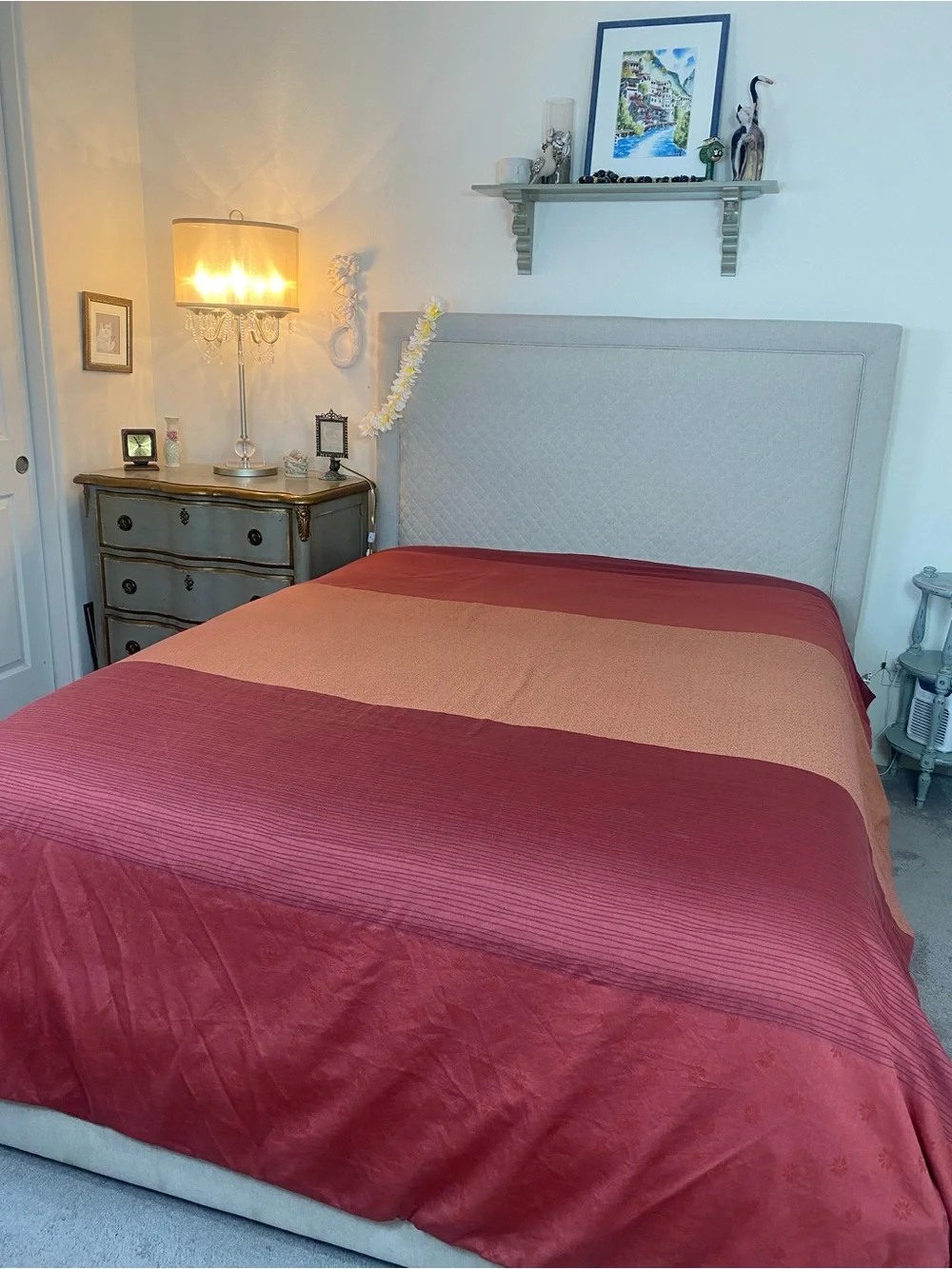 Calvin Klein Striped Comforter in Red and Orange RARE 2007 cotton weave